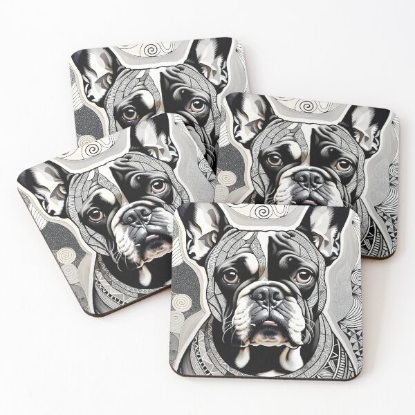 Item preview, Bull Dog Black & White Abstract Vintage Zentangle Art designed and sold by Witty Shirts.