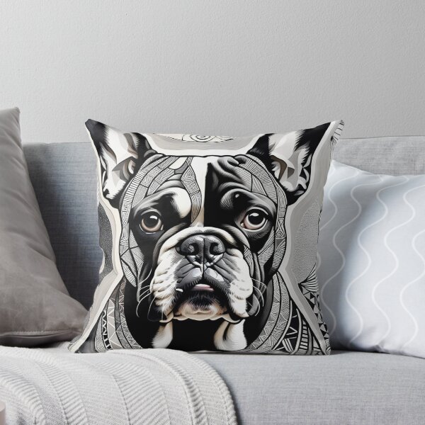 Item preview, Bull Dog Black & White Abstract Vintage Zentangle Art designed and sold by Witty Shirts.