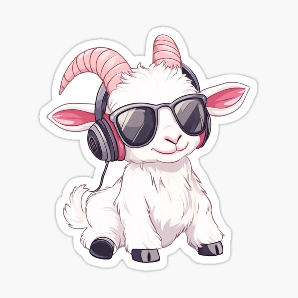 Item preview, Cool Cute Goat Wearing Sunglasses and Headphones designed and sold by ChaosReigns91.