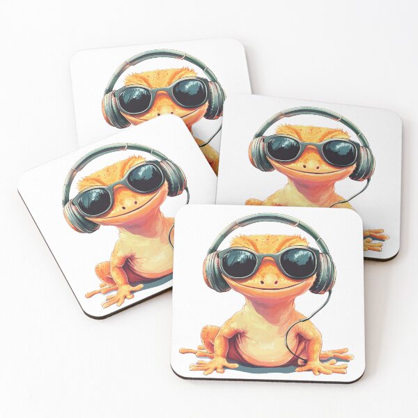 Item preview, Cool Crested Gecko Wearing Sunglasses and Headphones designed and sold by ChaosReigns91.