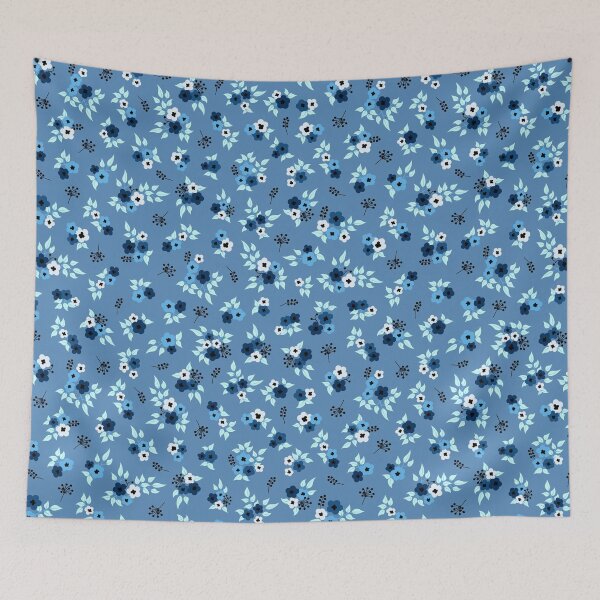 Item preview, Retro ditsy flowers light blue designed and sold by Dana Du.