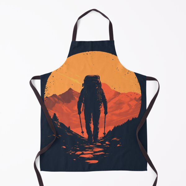 Item preview, Silhouette of a Man Journey Towards Orange Mountains designed and sold by harmonicllc.