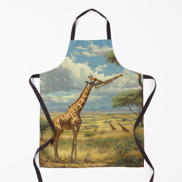 Item preview, Giraffe Playing Trumpet in African Savanna Landscape designed and sold by Kriengsaktalek.