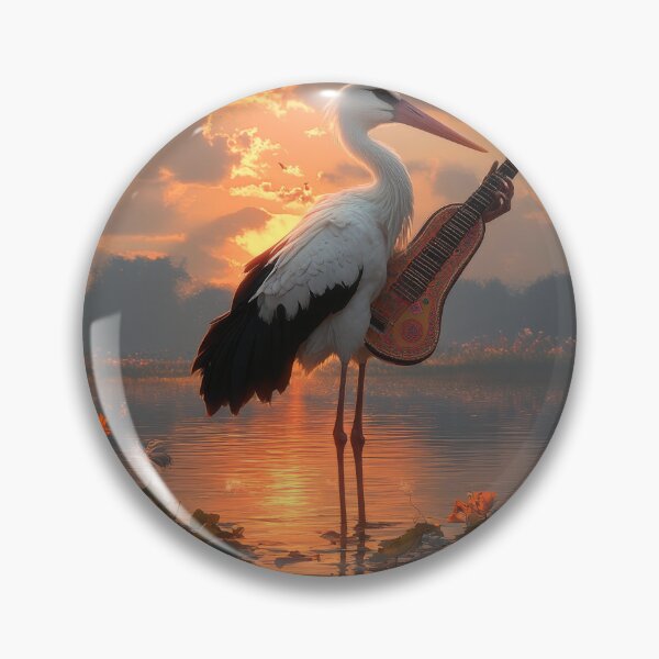 Item preview, White Stork Playing Guitar at Sunset designed and sold by Kriengsaktalek.