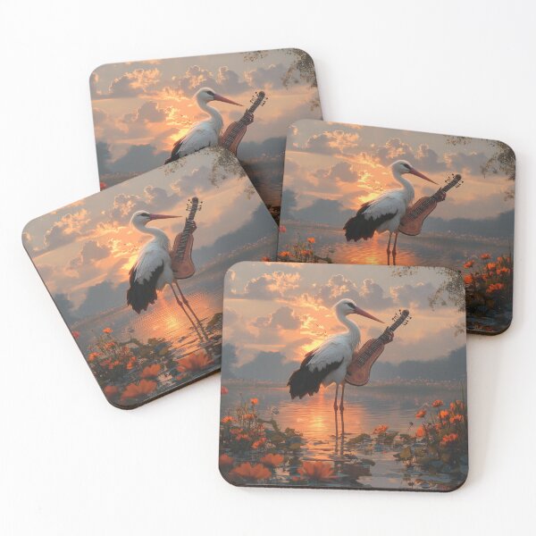 Item preview, White Stork Playing Guitar at Sunset designed and sold by Kriengsaktalek.