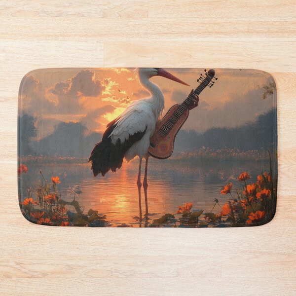 Item preview, White Stork Playing Guitar at Sunset designed and sold by Kriengsaktalek.