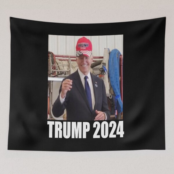 Item preview, Biden wearing maga hat, biden wearing trump hat, biden supports trump designed and sold by Stephani Analah.
