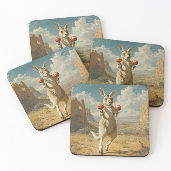 Item preview, Kangaroo Playing Maracas in Australian Outback Landscape designed and sold by Kriengsaktalek.