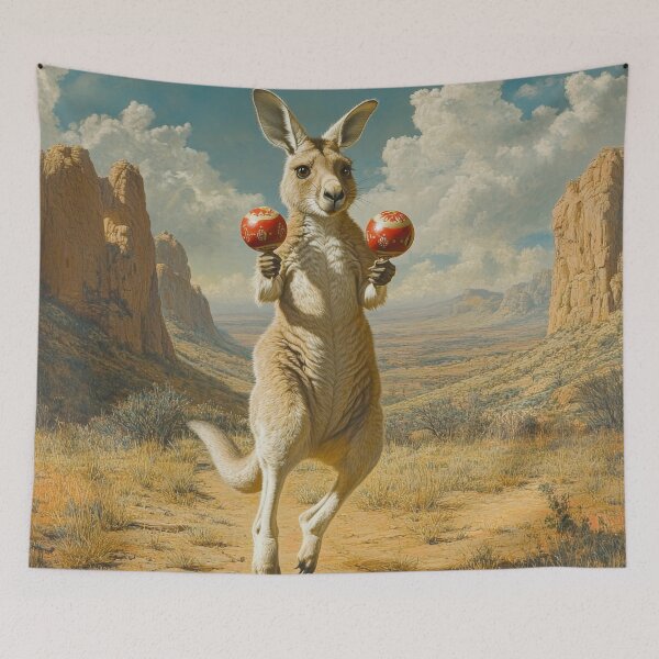 Item preview, Kangaroo Playing Maracas in Australian Outback Landscape designed and sold by Kriengsaktalek.