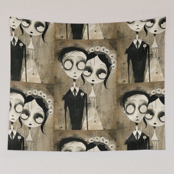 Item preview, Gothic Wedding Couple, Melancholic Artistic Wedding Illustrations designed and sold by Piotrek0001.