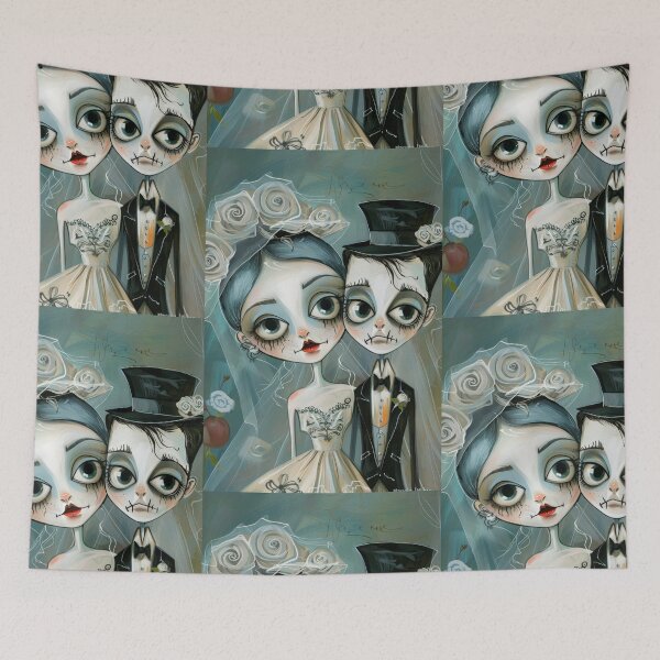 Item preview, Gothic Wedding Couple, Melancholic Artistic Wedding Illustrations designed and sold by Piotrek0001.