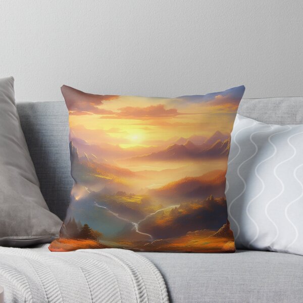 Item preview, Amanecer dorado: montañas otoñales con un resplandor sereno designed and sold by aniscapes.