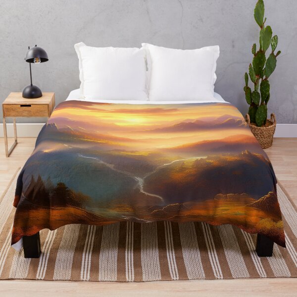 Item preview, Amanecer dorado: montañas otoñales con un resplandor sereno designed and sold by aniscapes.