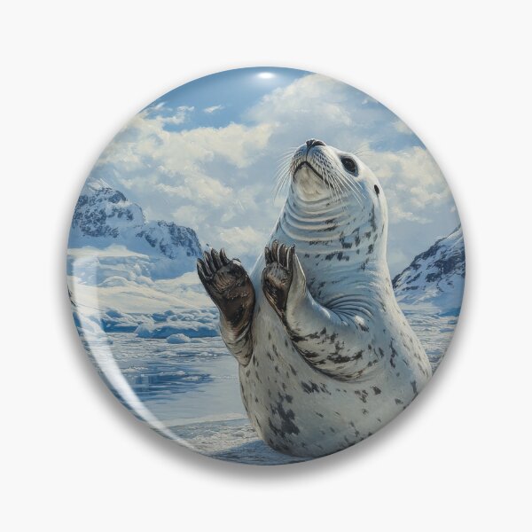 Item preview, Seal on Ice Floe in Arctic Landscape with Mountains and Clouds designed and sold by Kriengsaktalek.