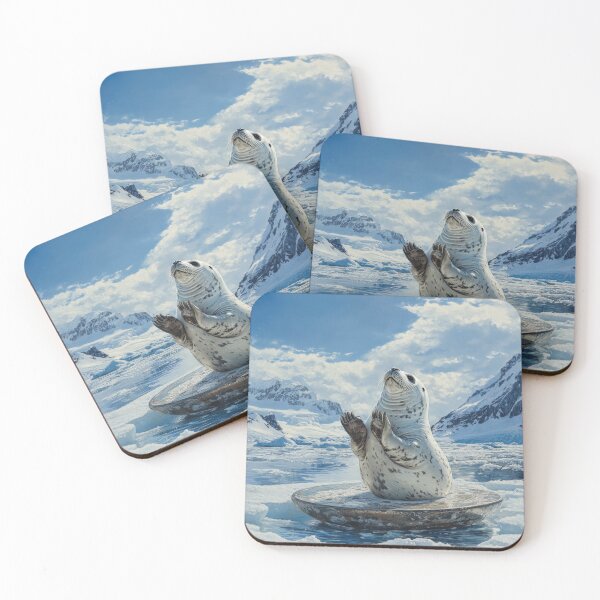 Item preview, Seal on Ice Floe in Arctic Landscape with Mountains and Clouds designed and sold by Kriengsaktalek.