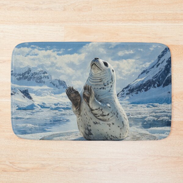Item preview, Seal on Ice Floe in Arctic Landscape with Mountains and Clouds designed and sold by Kriengsaktalek.