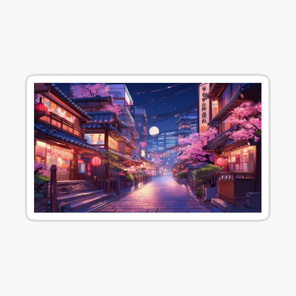 Item preview, Mondbeschienene Sakura-Straße designed and sold by aniscapes.