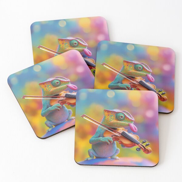 Item preview, Colorful Chameleon Playing Violin with Blurred Background designed and sold by Kriengsaktalek.