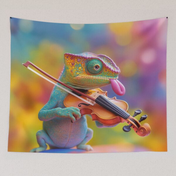 Item preview, Colorful Chameleon Playing Violin with Blurred Background designed and sold by Kriengsaktalek.