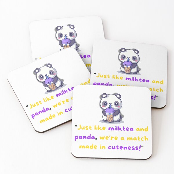 Item preview, Purple and yellow/gold Milk tea and panda Text Minimalist with cute purple milk tea and panda designed and sold by SEVENPRINTS.