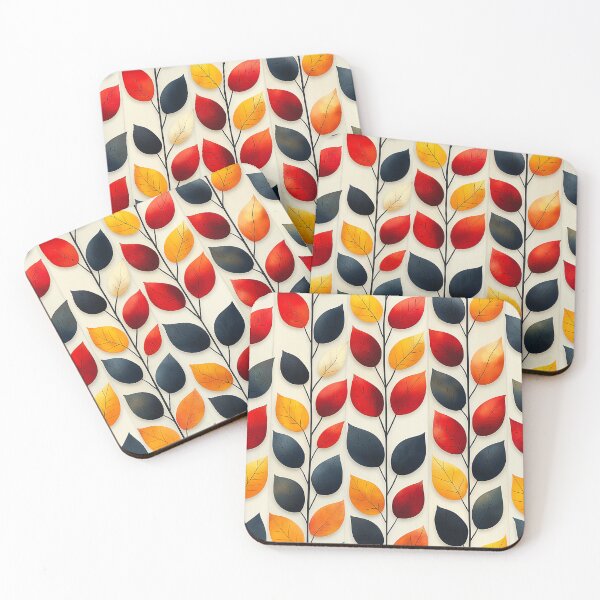 Item preview,  A repeating pattern autumn Design of stylized leaves arranged vertically on a neutral background.  designed and sold by HEMRO.