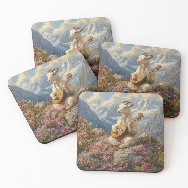 Item preview, Goat Musician in Mountain Meadow with Lute and Wildflowers designed and sold by Kriengsaktalek.