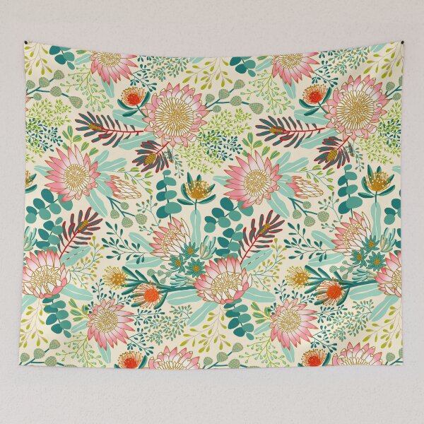 Item preview, Pink King Protea Boho Botanical - Cream designed and sold by TigaTiga.