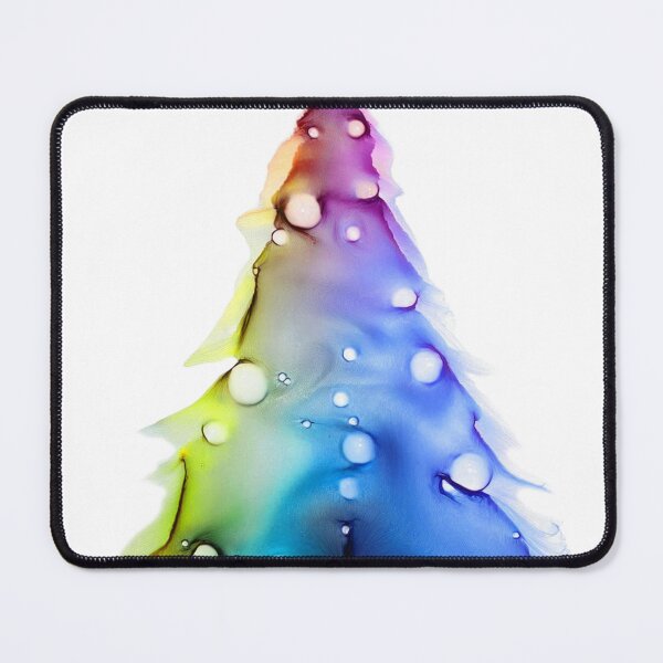 Item preview, Watercolor Christmas tree covered with snow, vivid colors, blue, yellow. designed and sold by My-fake-places.