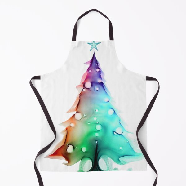 Item preview, Watercolor Christmas tree covered with snow, vivid colors, sky blue, orange. designed and sold by My-fake-places.