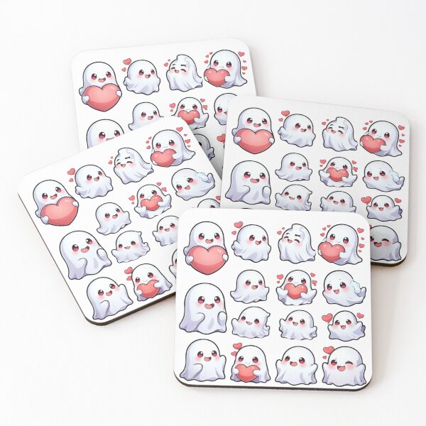 Item preview, Adorable Ghost Emoji Set - Cute Halloween Love Clipart designed and sold by CreativebyTKK.