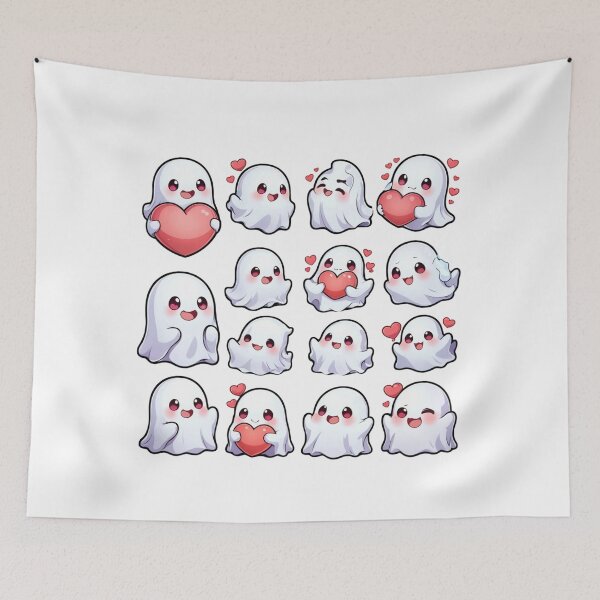 Item preview, Adorable Ghost Emoji Set - Cute Halloween Love Clipart designed and sold by CreativebyTKK.