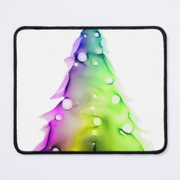 Item preview, Watercolor Christmas tree covered with snow, vivid colors, magenta, yellow. designed and sold by My-fake-places.