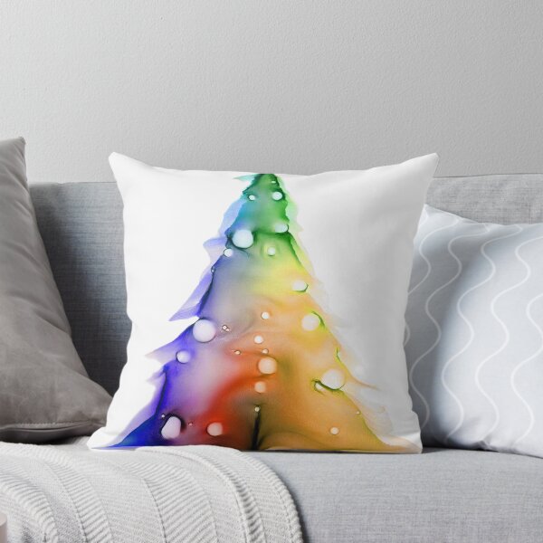 Item preview, Watercolor Christmas tree covered with snow, vivid colors, navy blue, orange. designed and sold by My-fake-places.