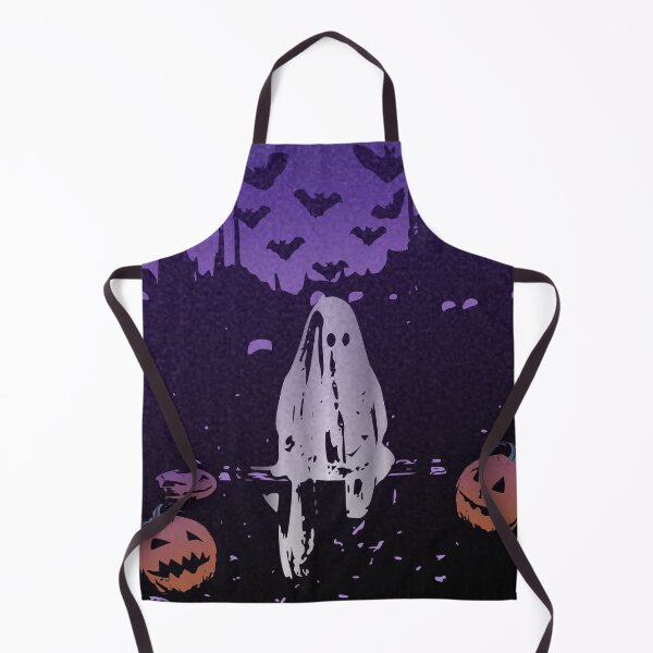 Item preview, Ghost sitting on a bench next to the pumpkins designed and sold by Dziabacz13.