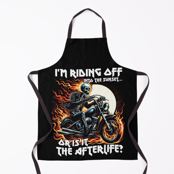 Item preview, I'M RIDING OFF INTO THE SUNSET OR IS IT THE AFTERLIFE? A Skeletal Odyssey Through Flaming Skies designed and sold by SplashTastic.