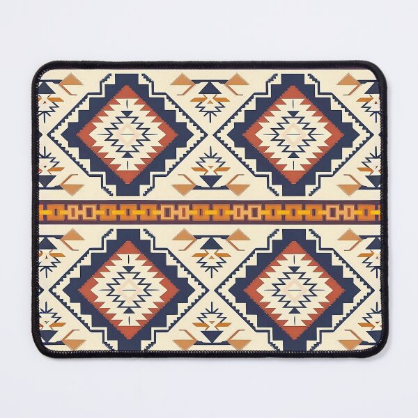 Item preview, Geometric Aztec Boho Design – Navy Blue and Orange Tribal Pattern designed and sold by Dshoppin.