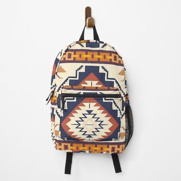 Item preview, Geometric Aztec Boho Design – Navy Blue and Orange Tribal Pattern designed and sold by Dshoppin.
