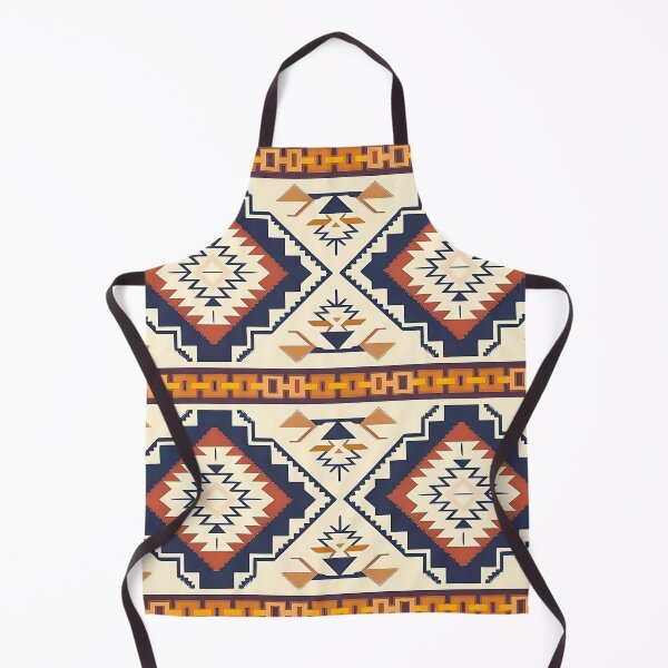 Item preview, Geometric Aztec Boho Design – Navy Blue and Orange Tribal Pattern designed and sold by Dshoppin.