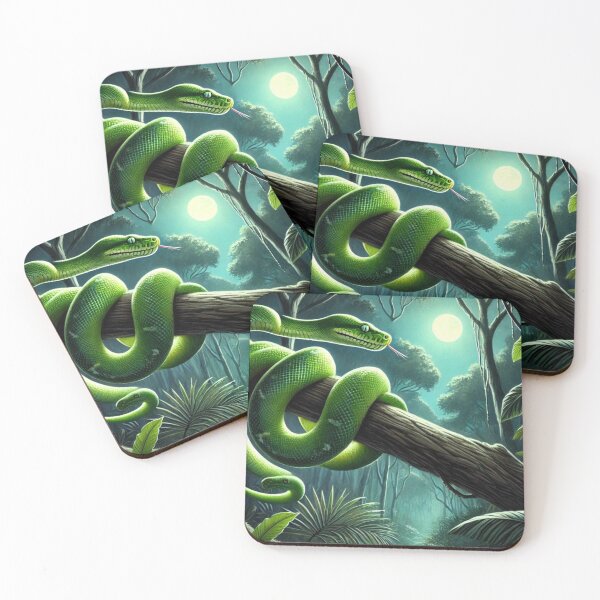Item preview, Green Boa Night Hunt: Stealthy Jungle Predator designed and sold by NocturnalNook.