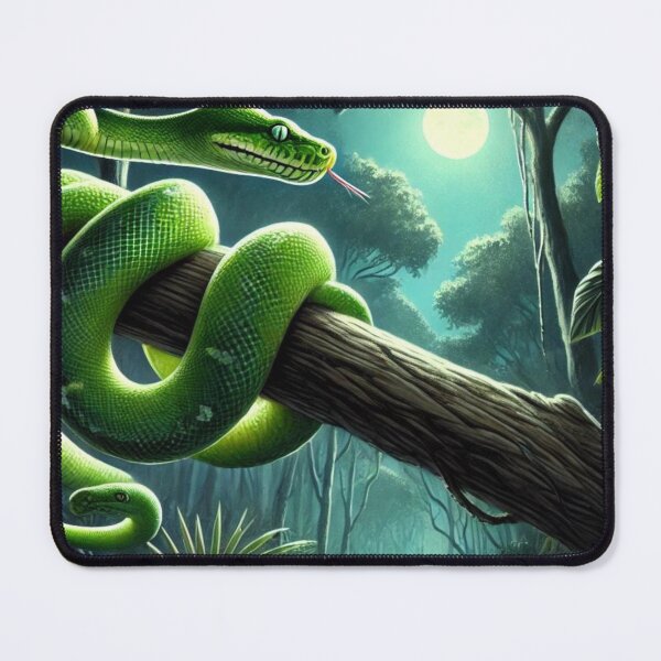 Item preview, Green Boa Night Hunt: Stealthy Jungle Predator designed and sold by NocturnalNook.