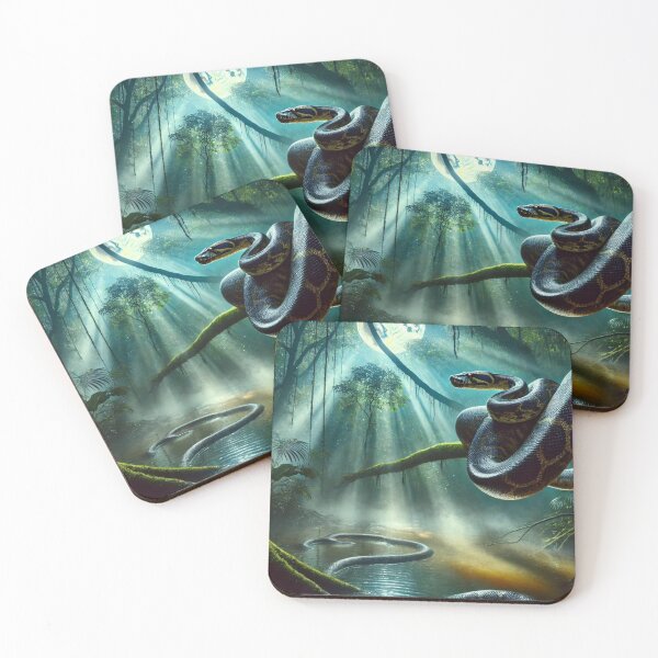 Item preview, Moonlit Ambush: Anaconda Hunting in the Jungle designed and sold by NocturnalNook.