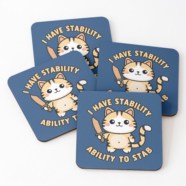 Item preview, I have stability ability to stab - kawaii Cat with a wooden knife designed and sold by MaateoDesign.