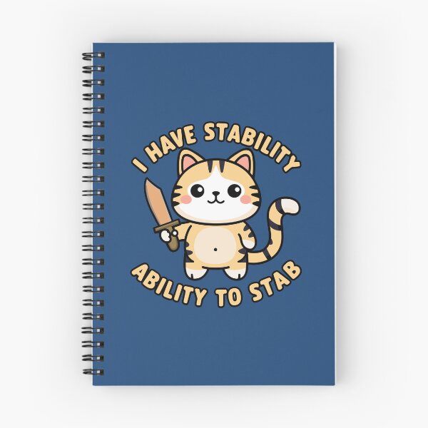 Item preview, I have stability ability to stab - kawaii Cat with a wooden knife designed and sold by MaateoDesign.