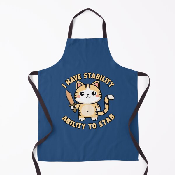 Item preview, I have stability ability to stab - kawaii Cat with a wooden knife designed and sold by MaateoDesign.