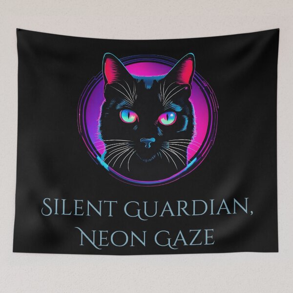 Item preview, Silent Guardian, Neon Gaze - Mysterious Cat Design designed and sold by Hummy-studio.