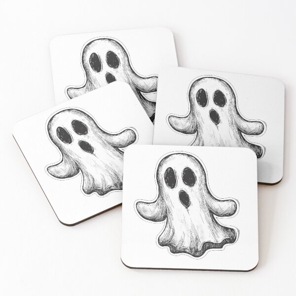 Item preview, Spooky Vintage Ghost Sticker in Black and White designed and sold by Liseri.
