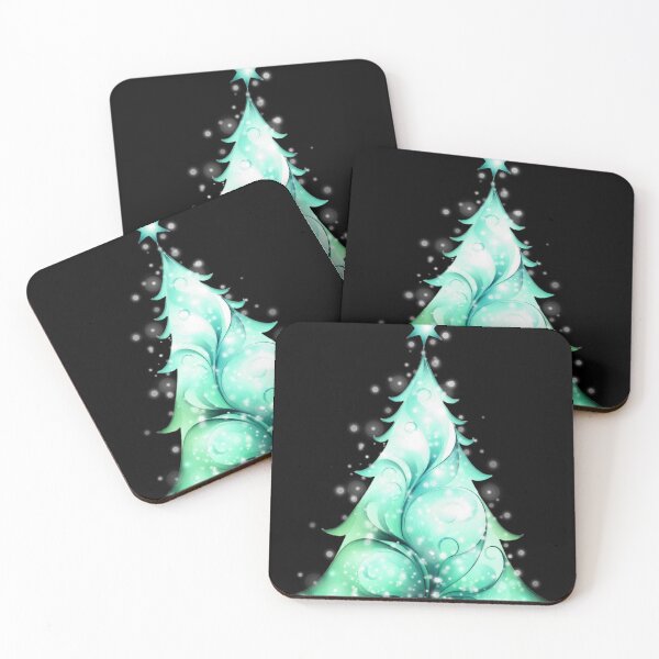 Item preview, Watercolor Christmas tree covered with snow, vivid colors, sky blue, orange designed and sold by My-fake-places.
