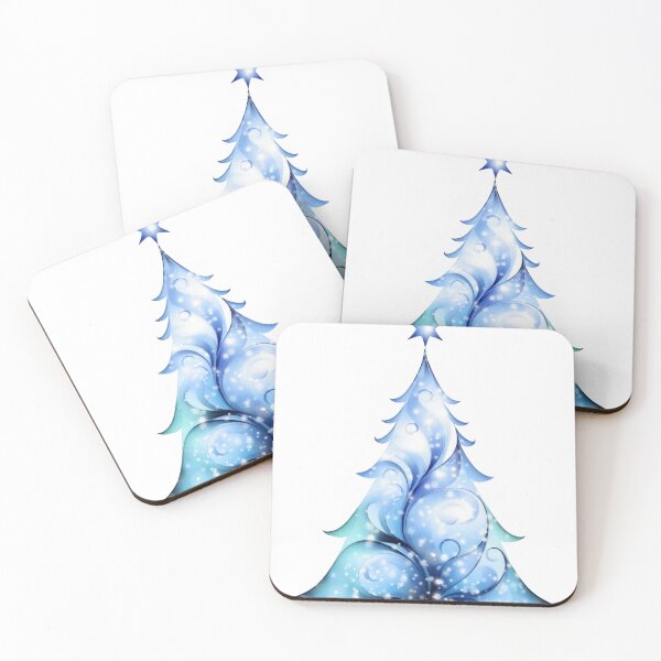 Item preview, Watercolor Christmas tree covered with snow, vivid colors, navy blue. designed and sold by My-fake-places.