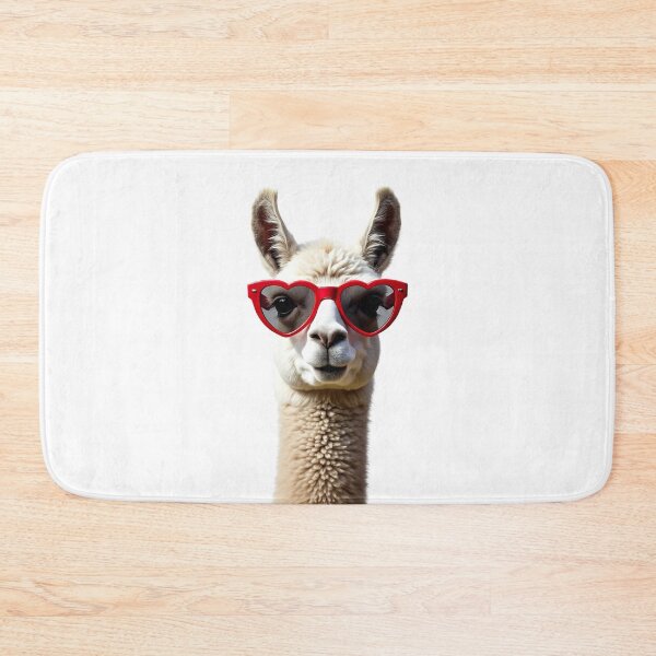 Item preview, Funny cool Llama wearing heart shape sunglasses designed and sold by LazyOwlStore.