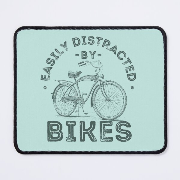 Item preview, Easily Distracted by Bikes, Funny Biking Quote with Retro Bycicle Illustration designed and sold by lagunaklein.